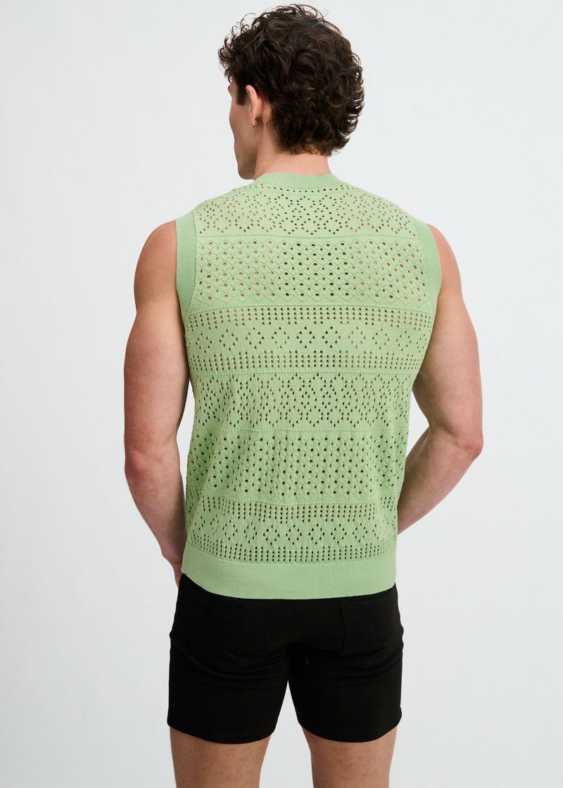 MENTHOL POINTELLE OPEN KNIT VEST ST-24310