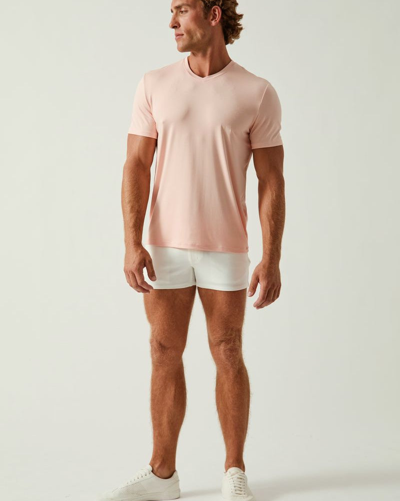 PINK SALT SOLID STRETCH MODAL V- NECK TEE ST-9010