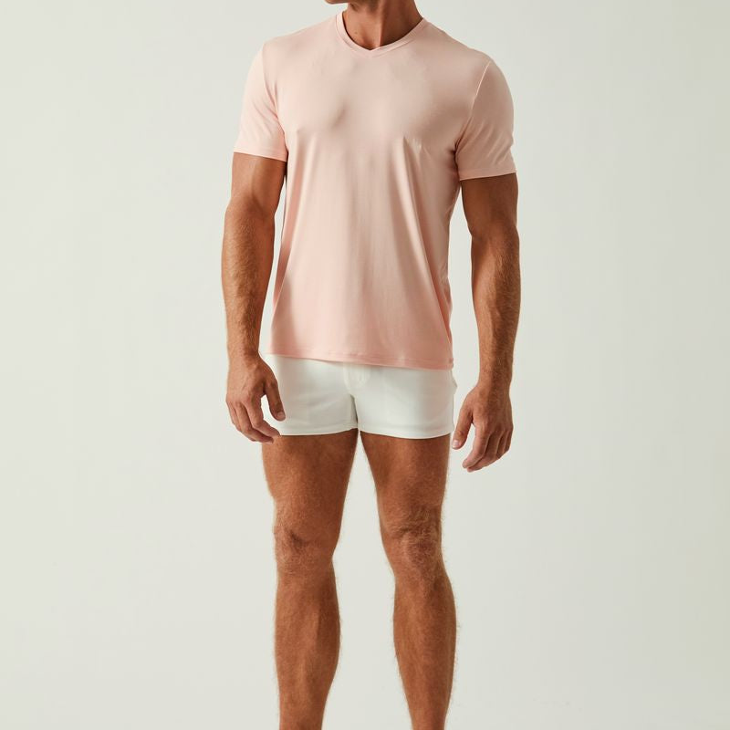 PINK SALT SOLID STRETCH MODAL V- NECK TEE ST-9010