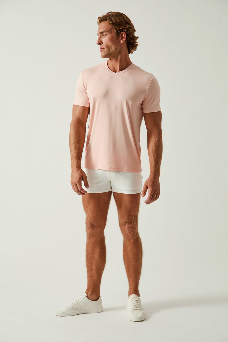 PINK SALT SOLID STRETCH MODAL V- NECK TEE ST-9010