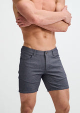 HEATHER BLUE 5" INSEAM STRETCH KNIT JEANS SHORTS ST-1932