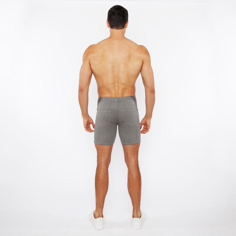 GREY/TAUPE MINI DIAMONDS 5" INSEAM JACQUARD STRETCH KNIT JEANS SHORTS ST-1932-86