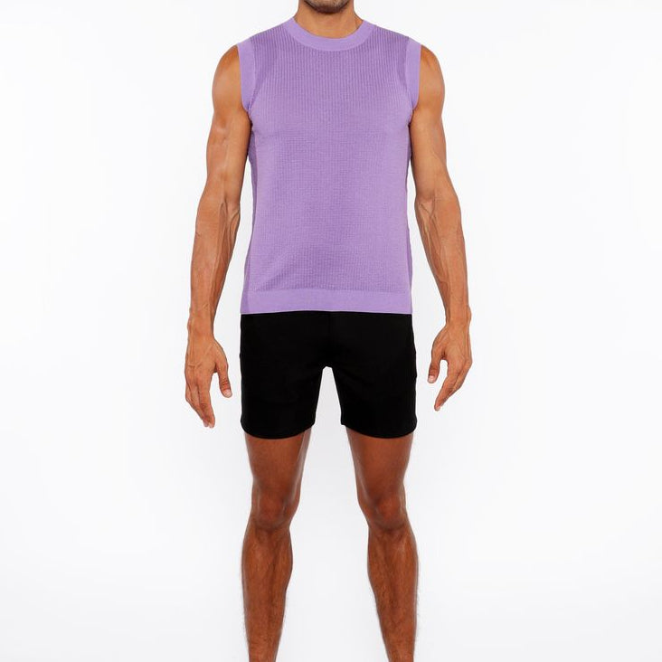 LILAC TEXTURED OPEN KNIT VEST ST-24300