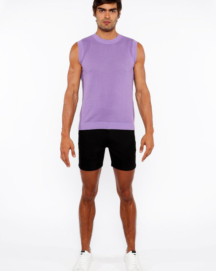 LILAC TEXTURED OPEN KNIT VEST ST-24300