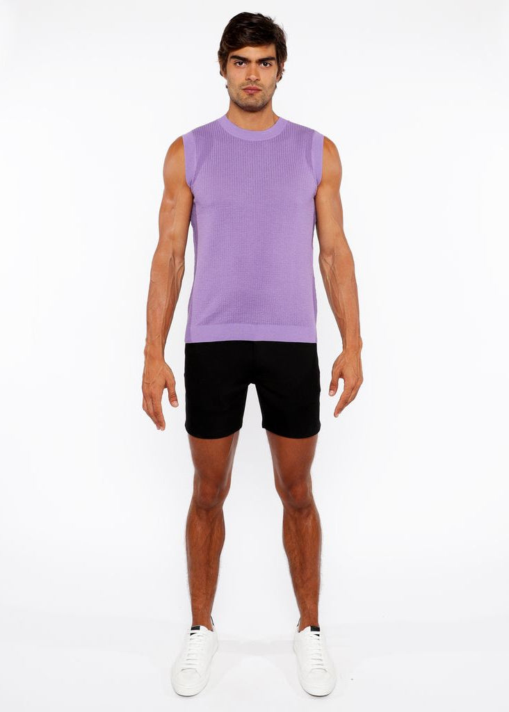 LILAC TEXTURED OPEN KNIT VEST ST-24300