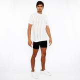 WHITE TEXTURED KNITTED CREW TEE ST-24304