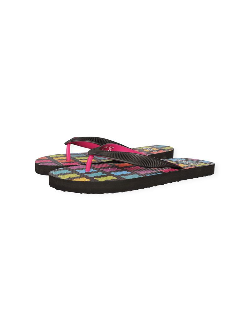 BLACK/FUCHSIA GUMMY BEARS PRINTED FLIP FLOP