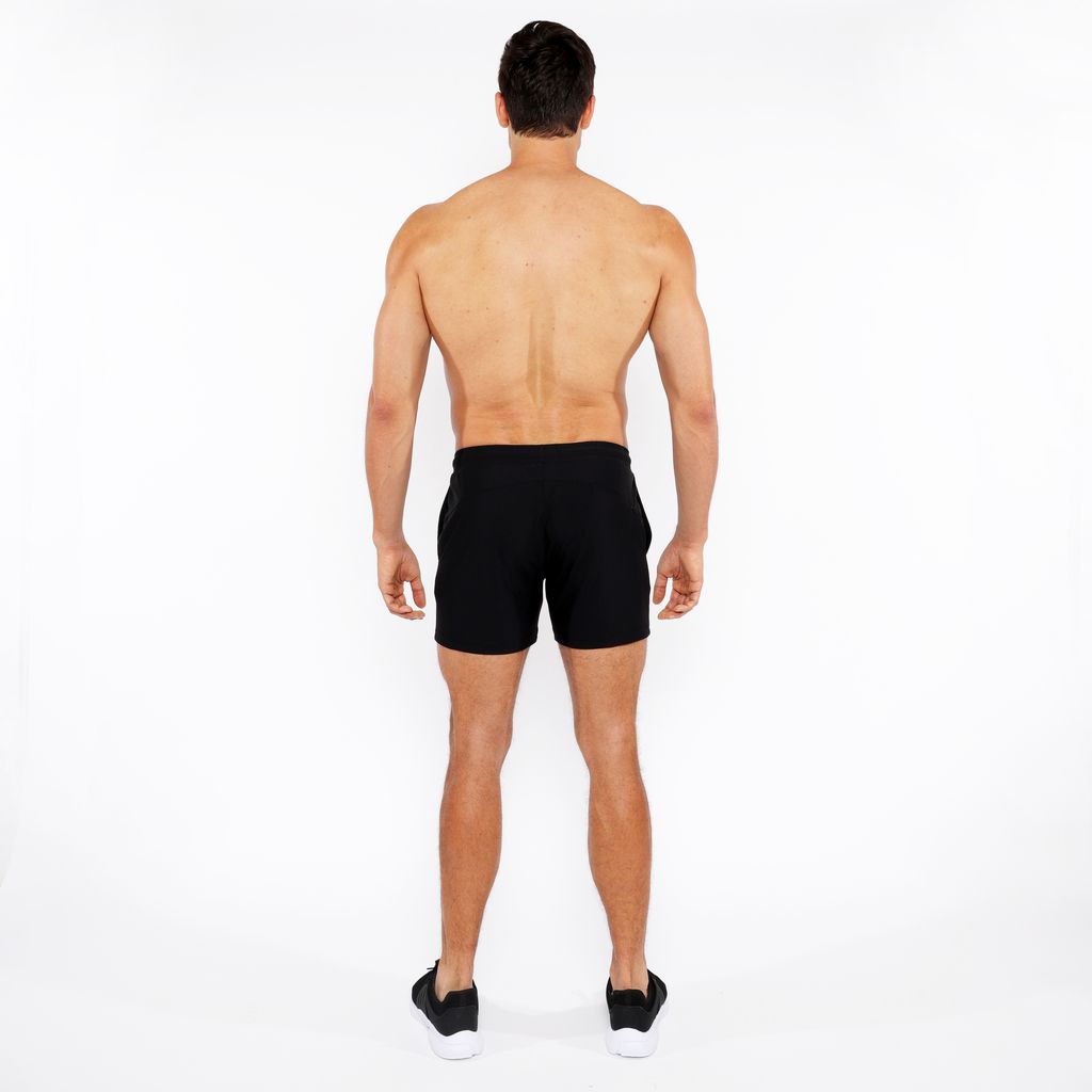 BLACK TEXTURED MESH STRETCH PERFORMANCE SHORTS ST-1466-98