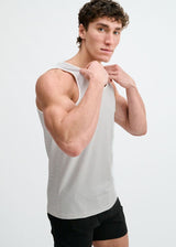 WHITE/BLACK TEXTURED STRETCH MESH PERFORMANCE TANK ST-294