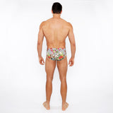BLACK/WHITE DOTS FLORAL PRINTED SWIM BRIEF ST-8015-26
