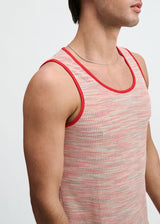 POPPY SPACE DYE TEXTURED STRETCH KNIT TANK ST-11142