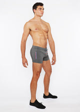 GREYSTONE VAULT GYM-TECH 3.5" INSEAM STRETCH SHORTS W/ 3-COLOR HEAT WELD ZIPPERS STA-10500-02
