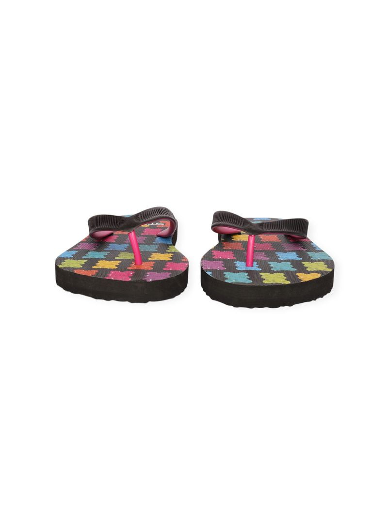 BLACK/FUCHSIA GUMMY BEARS PRINTED FLIP FLOP