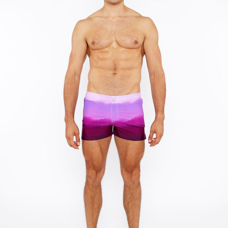 FUCHSIA GRADIENT PRINTED SWIM SHORT W/MESH BRIEF LINING ST-8024-05
