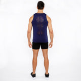 NAVY CIRCLE SPINE LASER CUT STRETCH JERSEY TANK TOP ST-20050