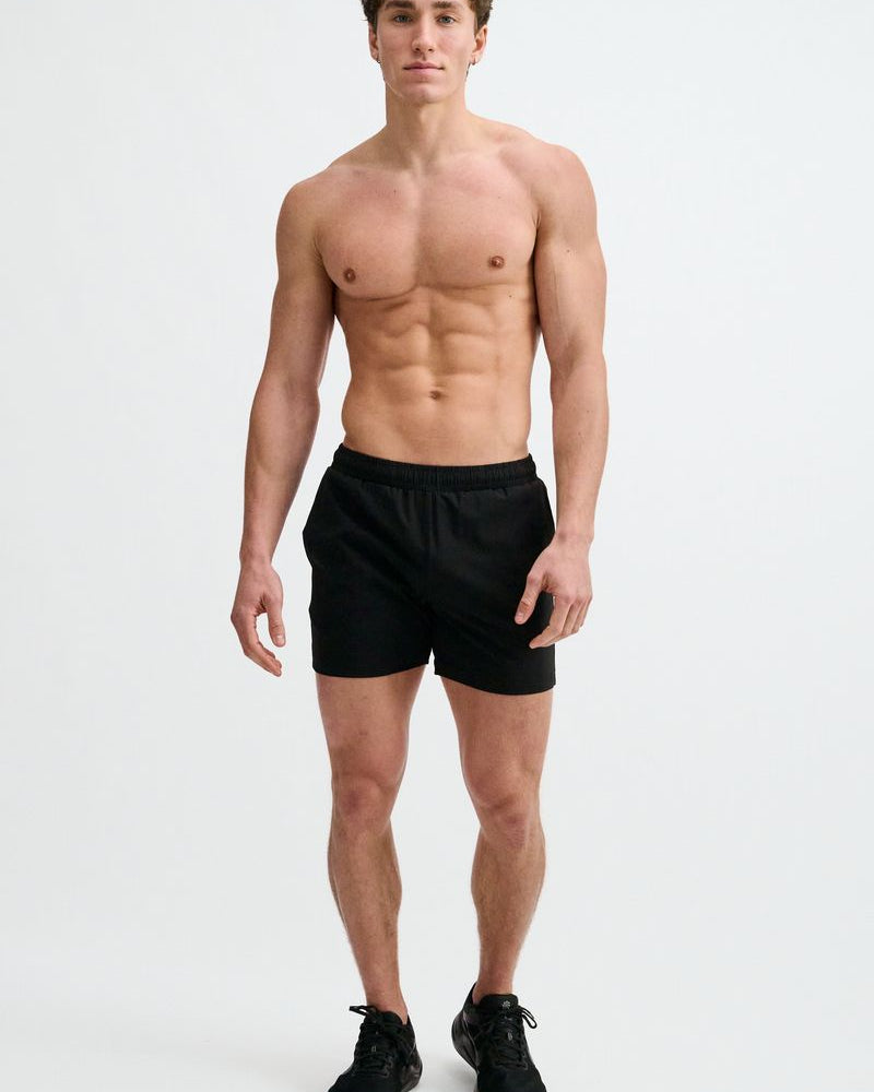 BLACK TEXTURED MESH STRETCH PERFORMANCE SHORTS ST-1466-101