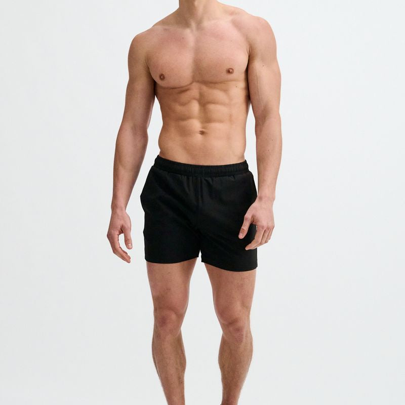 BLACK TEXTURED MESH STRETCH PERFORMANCE SHORTS ST-1466-101