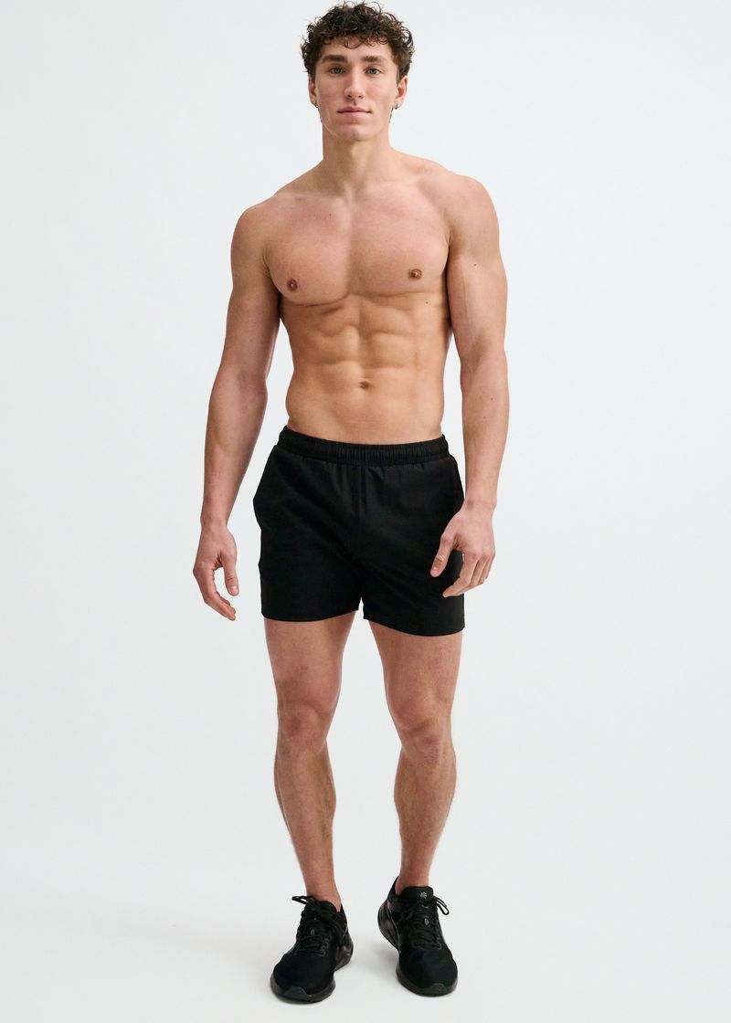 BLACK TEXTURED MESH STRETCH PERFORMANCE SHORTS ST-1466-101