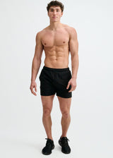 BLACK TEXTURED MESH STRETCH PERFORMANCE SHORTS ST-1466-101