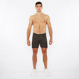 BLACK/AMBER CROSSHATCH 5" INSEAM JACQUARD STRETCH KNIT JEANS SHORTS ST-1932-84