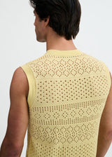 CREAM PUFF POINTELLE OPEN KNIT VEST ST-24310