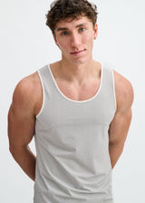 WHITE/BLACK TEXTURED STRETCH MESH PERFORMANCE TANK ST-294