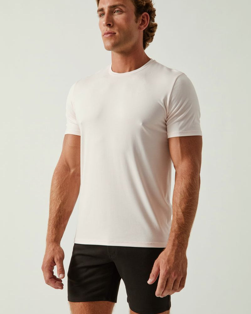 PINK VEIL SOLID STRETCH MODAL CREW NECK TEE ST-9011