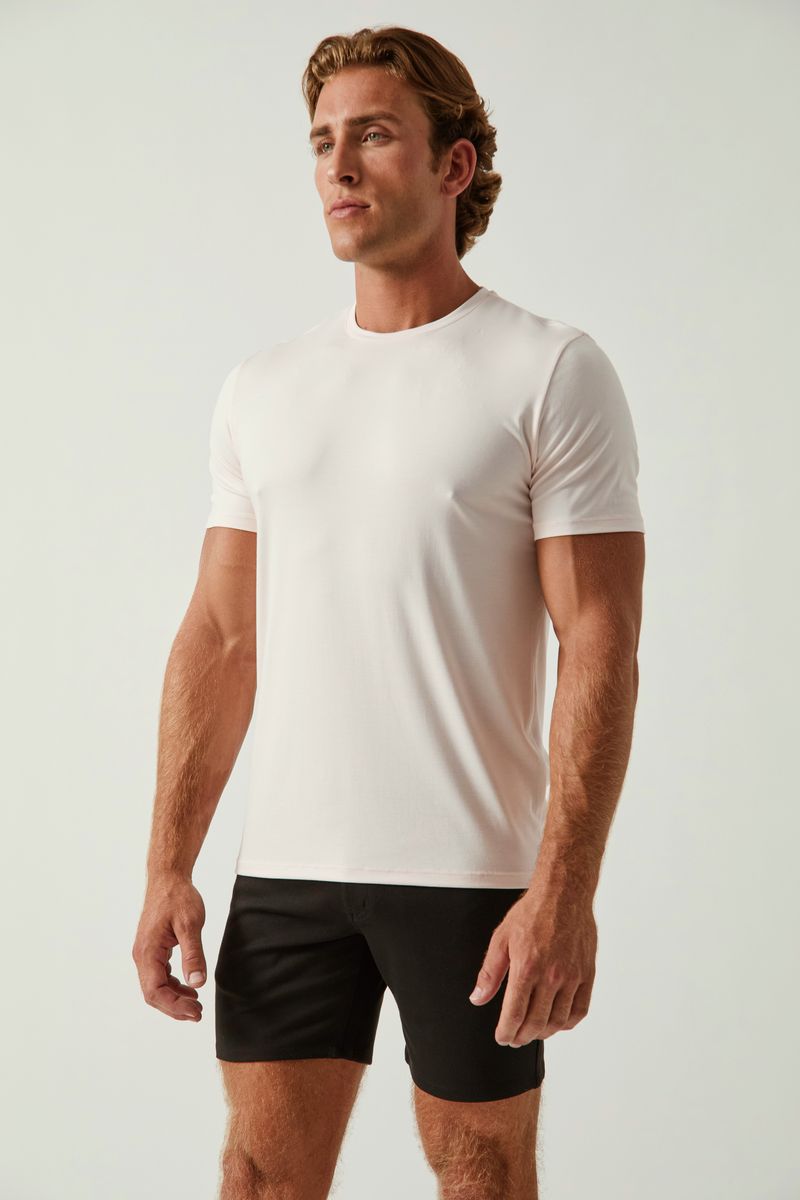 PINK VEIL SOLID STRETCH MODAL CREW NECK TEE ST-9011