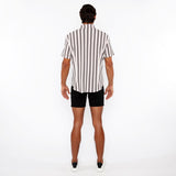 ROUGE PINK ZIGZAG STRIPE STRETCH KNIT SHORT SLEEVE SHIRT ST-24061