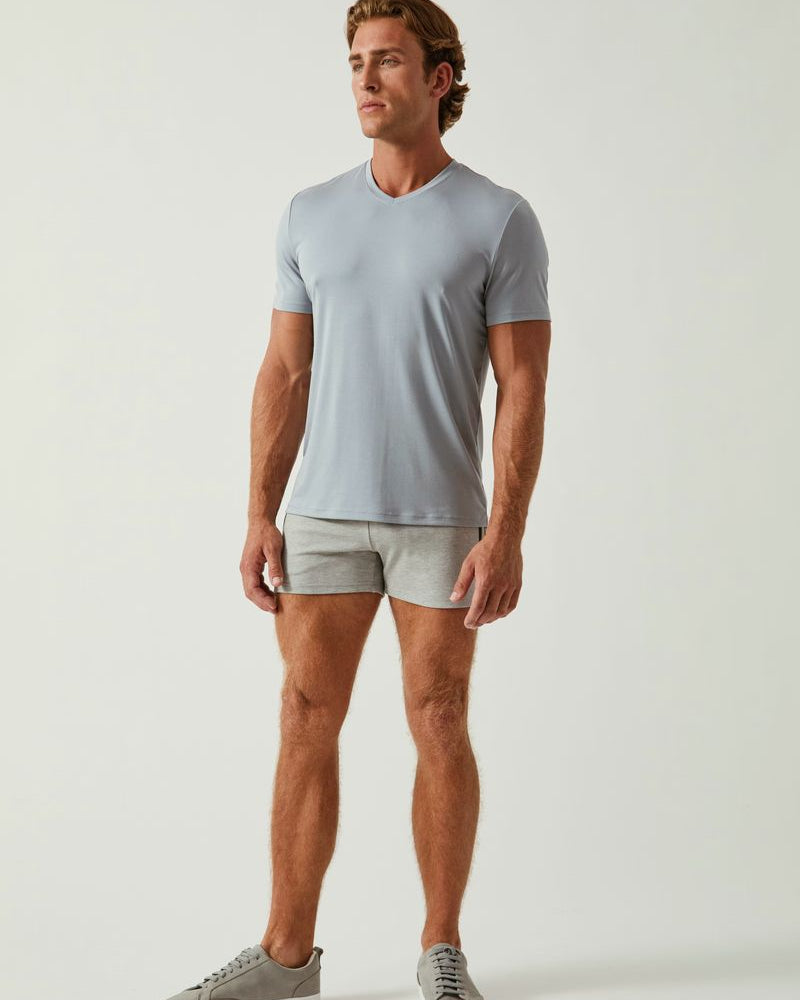 MINERAL BLUE SOLID STRETCH MODAL V- NECK TEE ST-9010