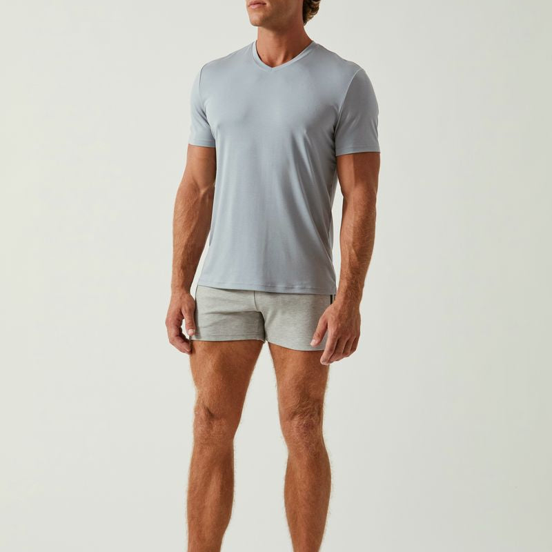 MINERAL BLUE SOLID STRETCH MODAL V- NECK TEE ST-9010