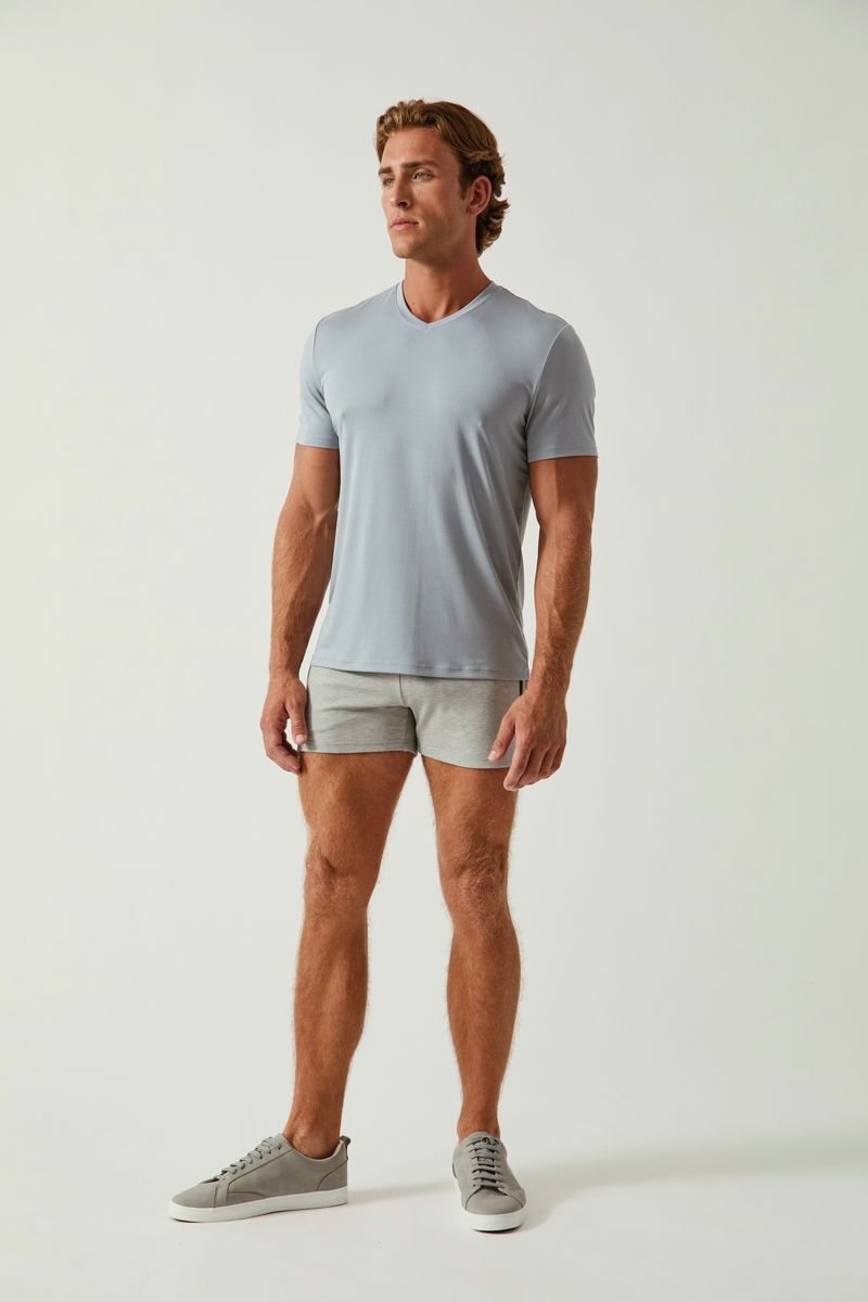 MINERAL BLUE SOLID STRETCH MODAL V- NECK TEE ST-9010