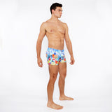 COBALT/MULTI FLORAL ABSTRACT PRINTED SWIM SHORT W/MESH BRIEF LINING ST-8024-04
