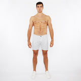 GREY/ECRU FLORAL 5"INSEAM JACQUARD STRETCH KNIT JEANS SHORT ST-1932-88