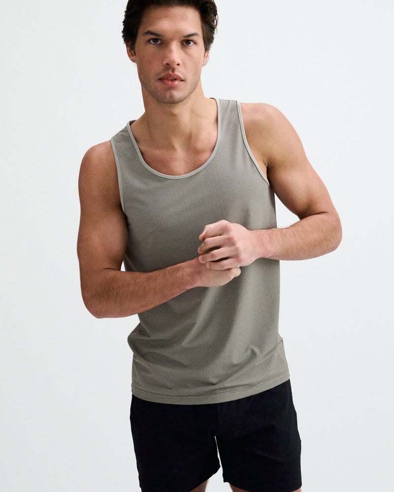 GREY/BLACK TEXTURED STRETCH MESH PERFORMANCE TANK ST-294