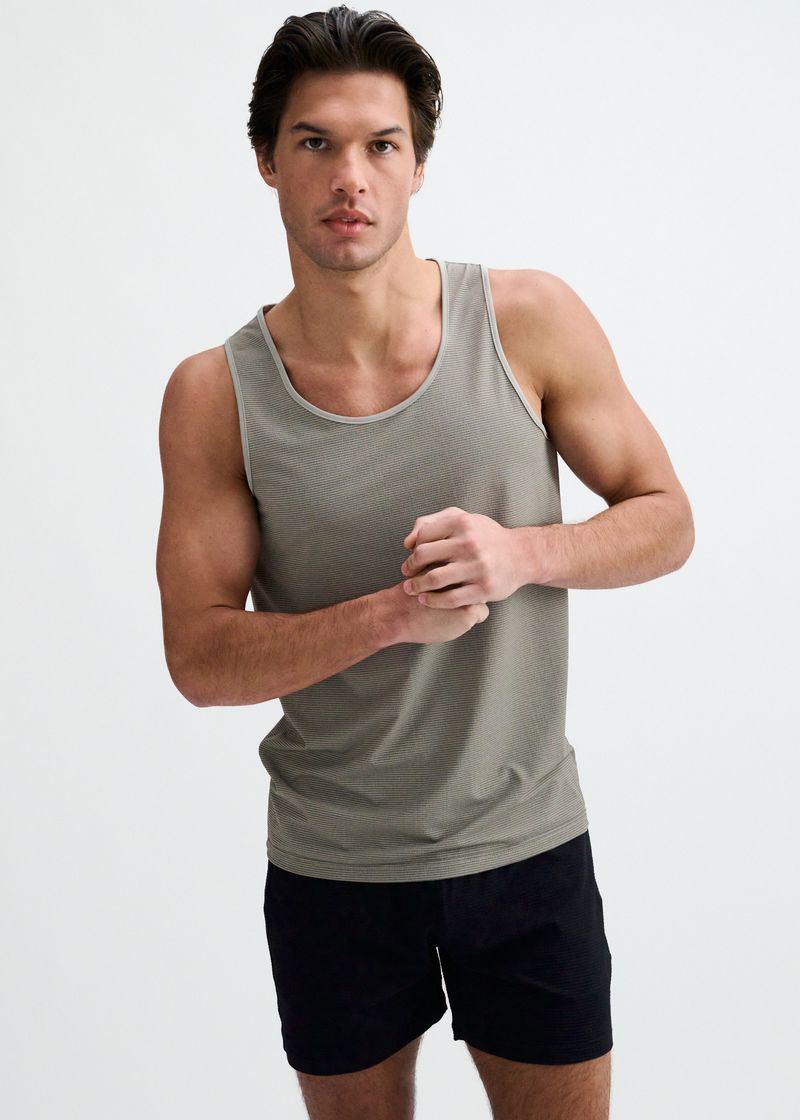 GREY/BLACK TEXTURED STRETCH MESH PERFORMANCE TANK ST-294