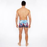 CLOUD/NAVY DOTS FLORAL PRINTED SWIM SHORT W/MESH BRIEF LINING ST-8024-02