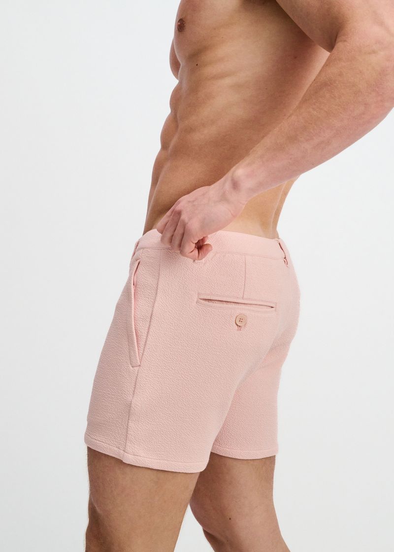 BLUSH PINK 5" INSEAM TEXTURED STRETCH KNIT CHINO SHORTS W/ ZIP POCKETS ST-1986-10
