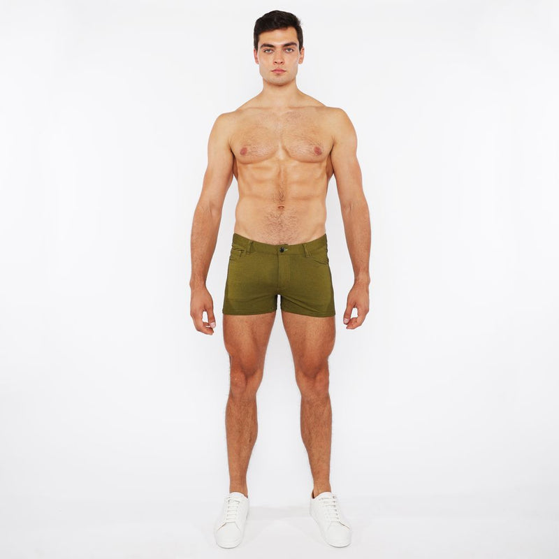 SOLTICE 3" INSEAM WASHED KNIT DUO TONE DENIM JEANS SHORTS ST-1975-15