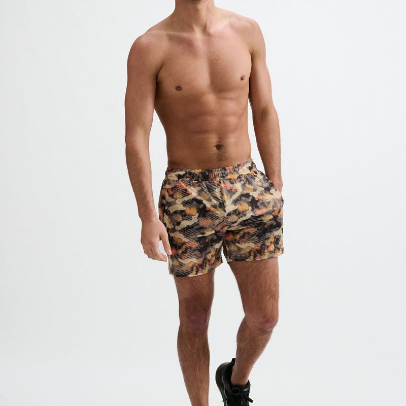 ORANGE/BLACK CAMO PRINTED MESH STRETCH PERFORMANCE SHORTS ST-1469-10