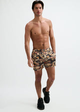 ORANGE/BLACK CAMO PRINTED MESH STRETCH PERFORMANCE SHORTS ST-1469-10