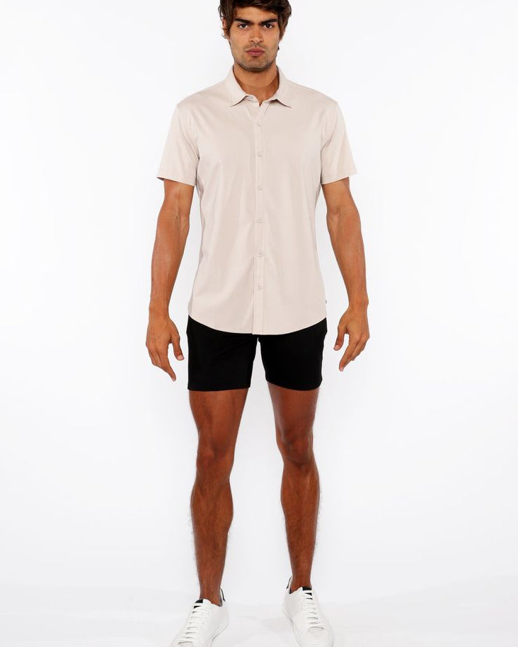 MUSHROOM SOLID STRETCH JERSEY KNIT SHORT SLEEVE SHIRT ST-963-03