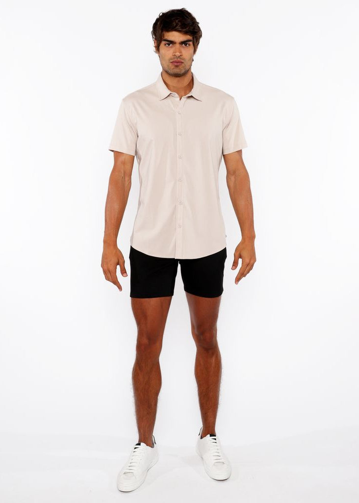 MUSHROOM SOLID STRETCH JERSEY KNIT SHORT SLEEVE SHIRT ST-963-03