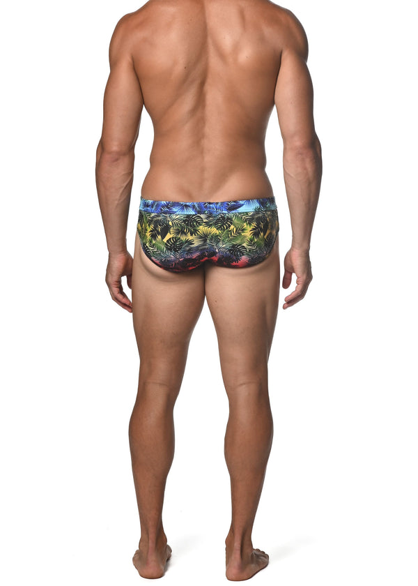 RAINBOW GRADIENT PALMS FREESTYLE SWIM BRIEF  ST-8000-91