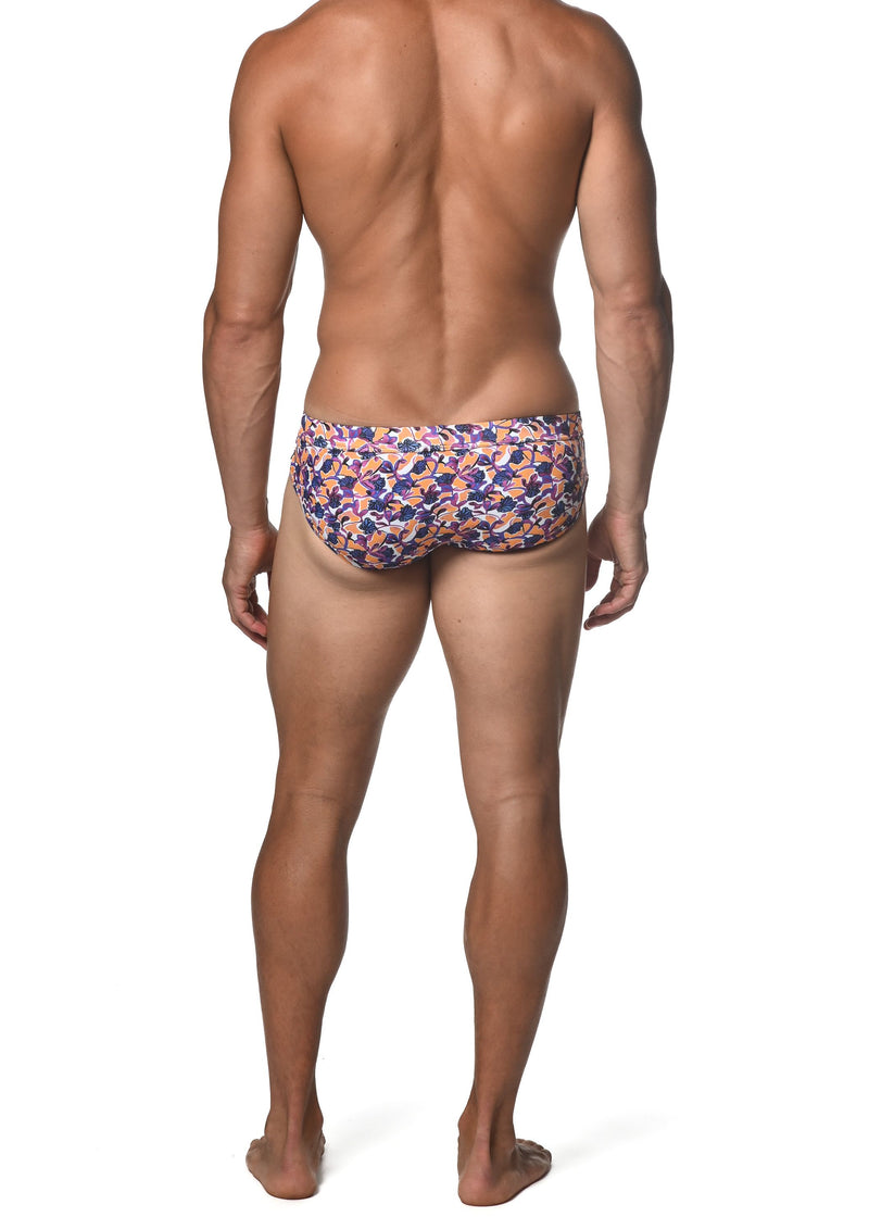 VIOLET/AMBER FLORAL FREESTYLE SWIM BRIEF  ST-8000-92