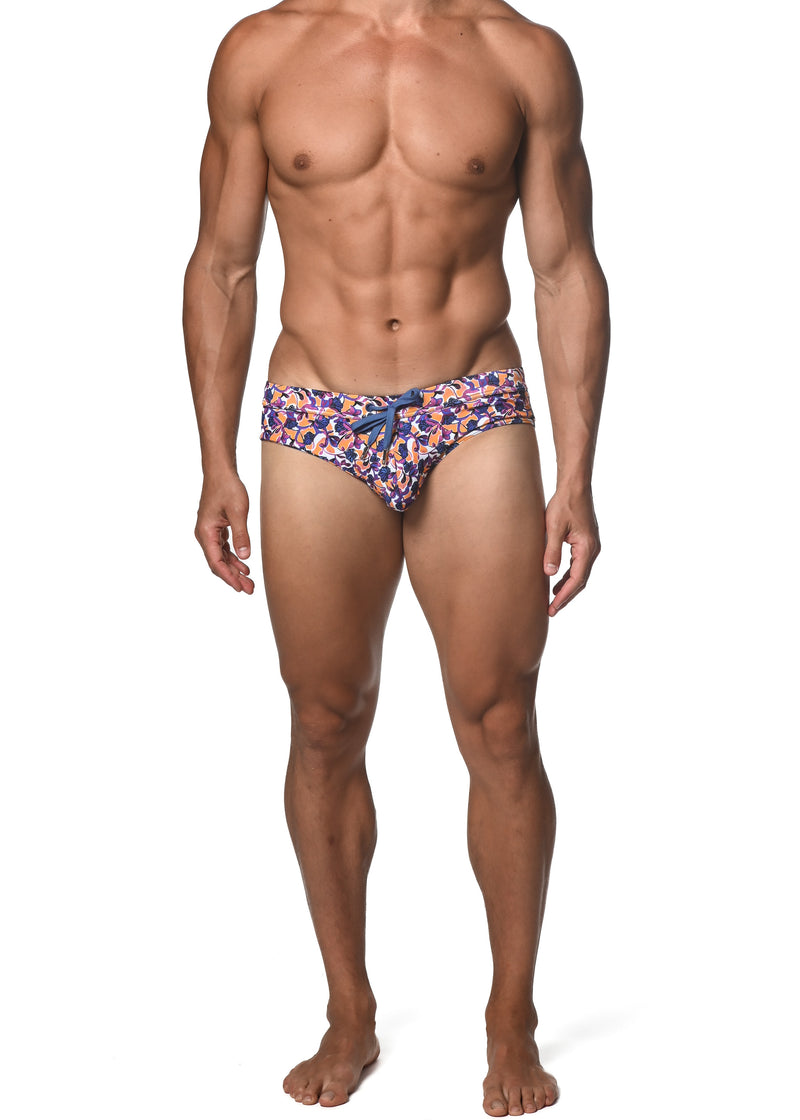 VIOLET/AMBER FLORAL FREESTYLE SWIM BRIEF  ST-8000-92