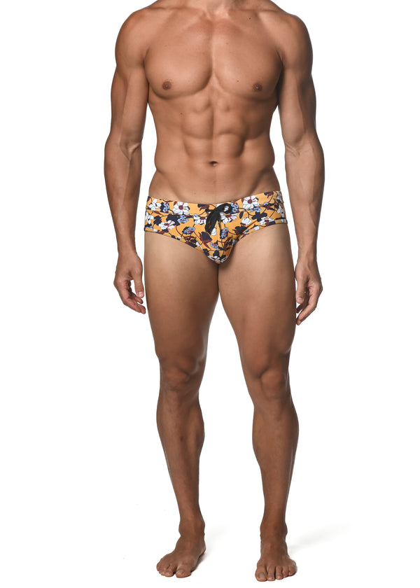 AMBER/NAVY BLOOMS FREESTYLE SWIM BRIEF  ST-8000-95