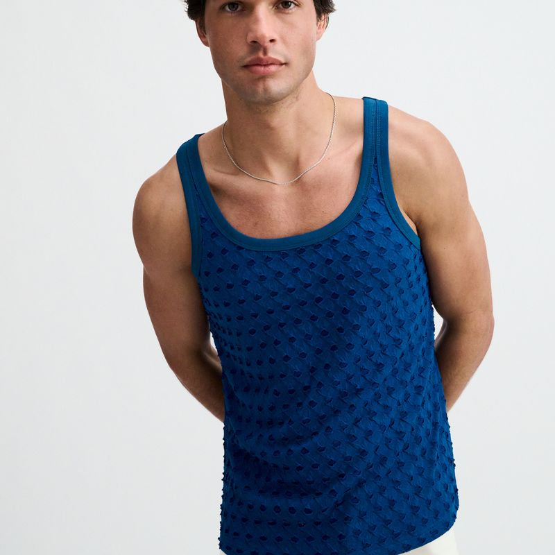 PETROL STRETCH RIPPED KNIT TANK ST-11141