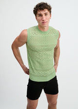 MENTHOL POINTELLE OPEN KNIT VEST ST-24310