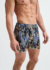 CEMENT/SAND ABSTRACT PRINTED MESH STRETCH PERFORMANCE SHORTS ST-1469-07